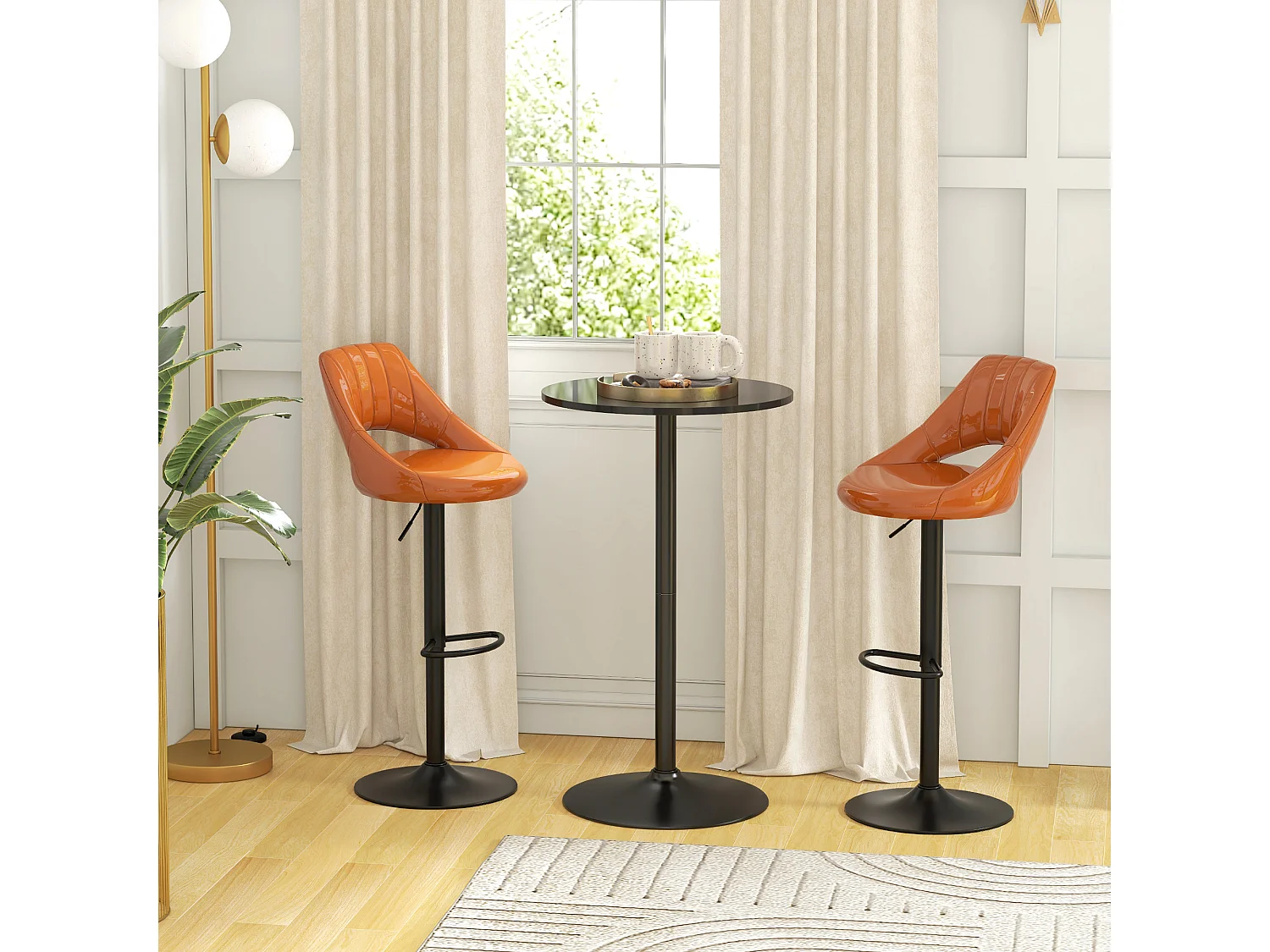 Table haute ronde, table de cuisine, design moderne, acier, noir (Ø60x102 cm)