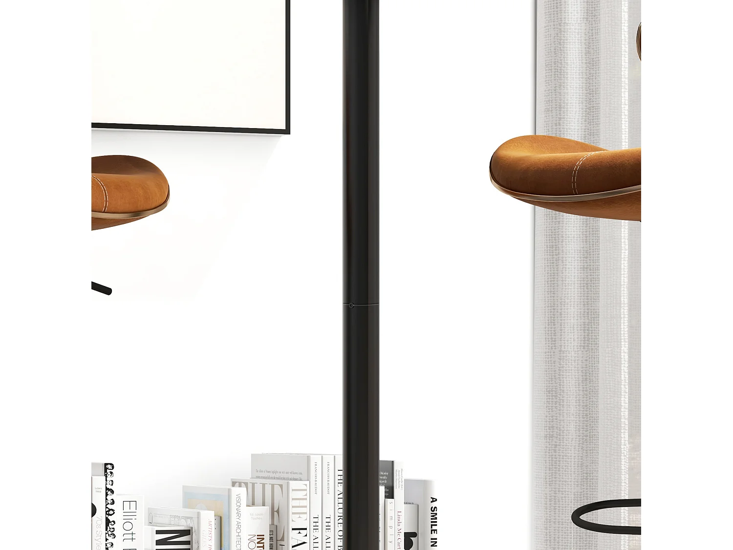 Table haute ronde, table de cuisine, design moderne, acier, noir (Ø60x102 cm)