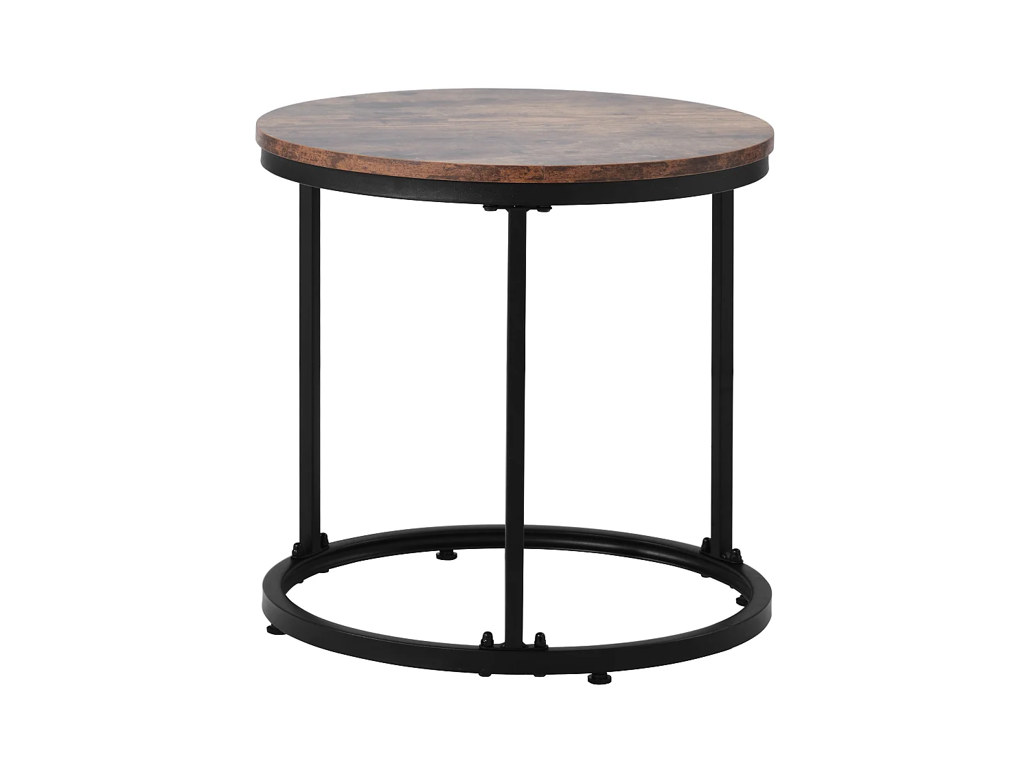 Table basse ronde 2 pièces, tables gigognes modernes, MDF, bois brun (50x70.5x37 cm / 45.5x44x37 cm)