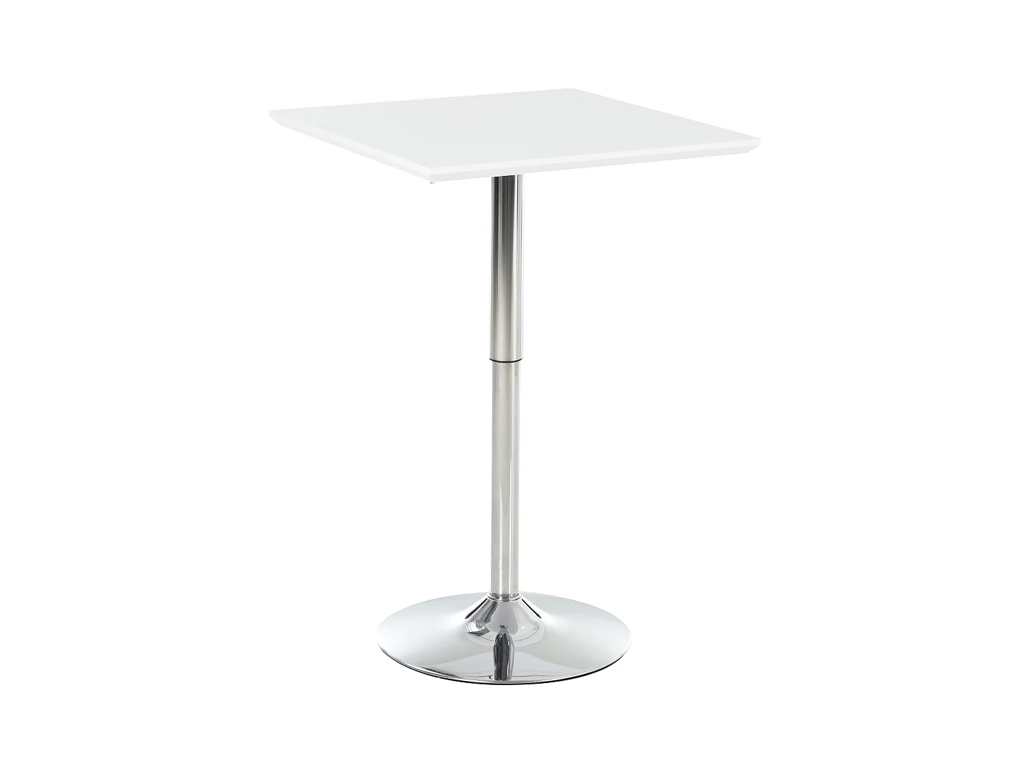 Table de bar réglable en hauteur, design moderne, métal, blanc (60x60x71-92 cm)