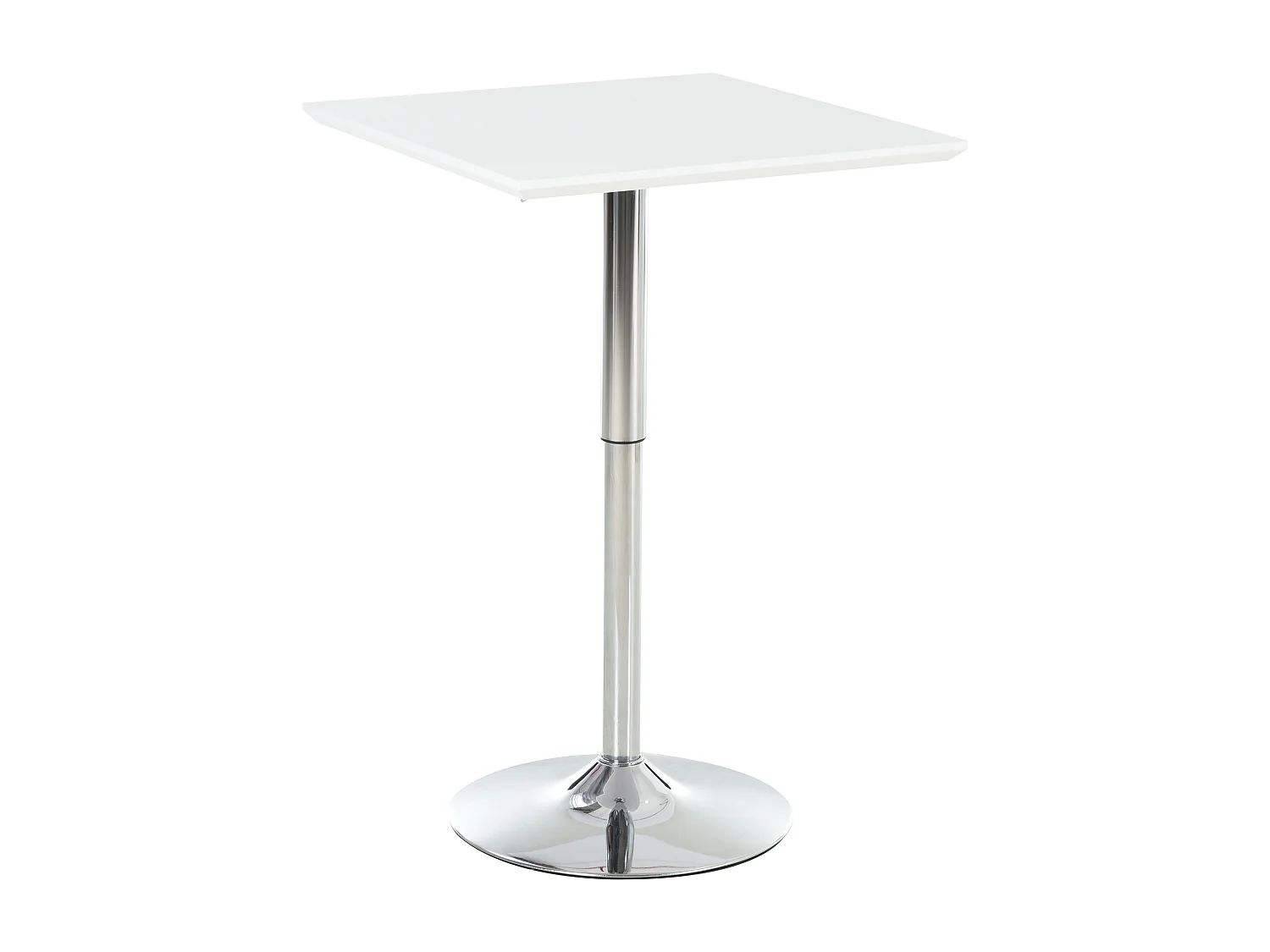 Table de bar réglable en hauteur, design moderne, métal, blanc (60x60x71-92 cm)