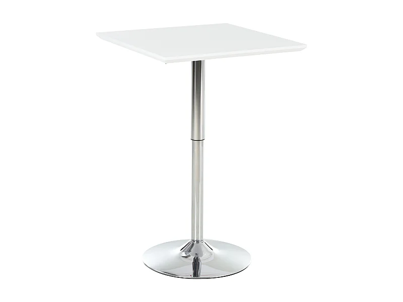 Table de bar réglable en hauteur, design moderne, métal, blanc (60x60x71-92 cm)
