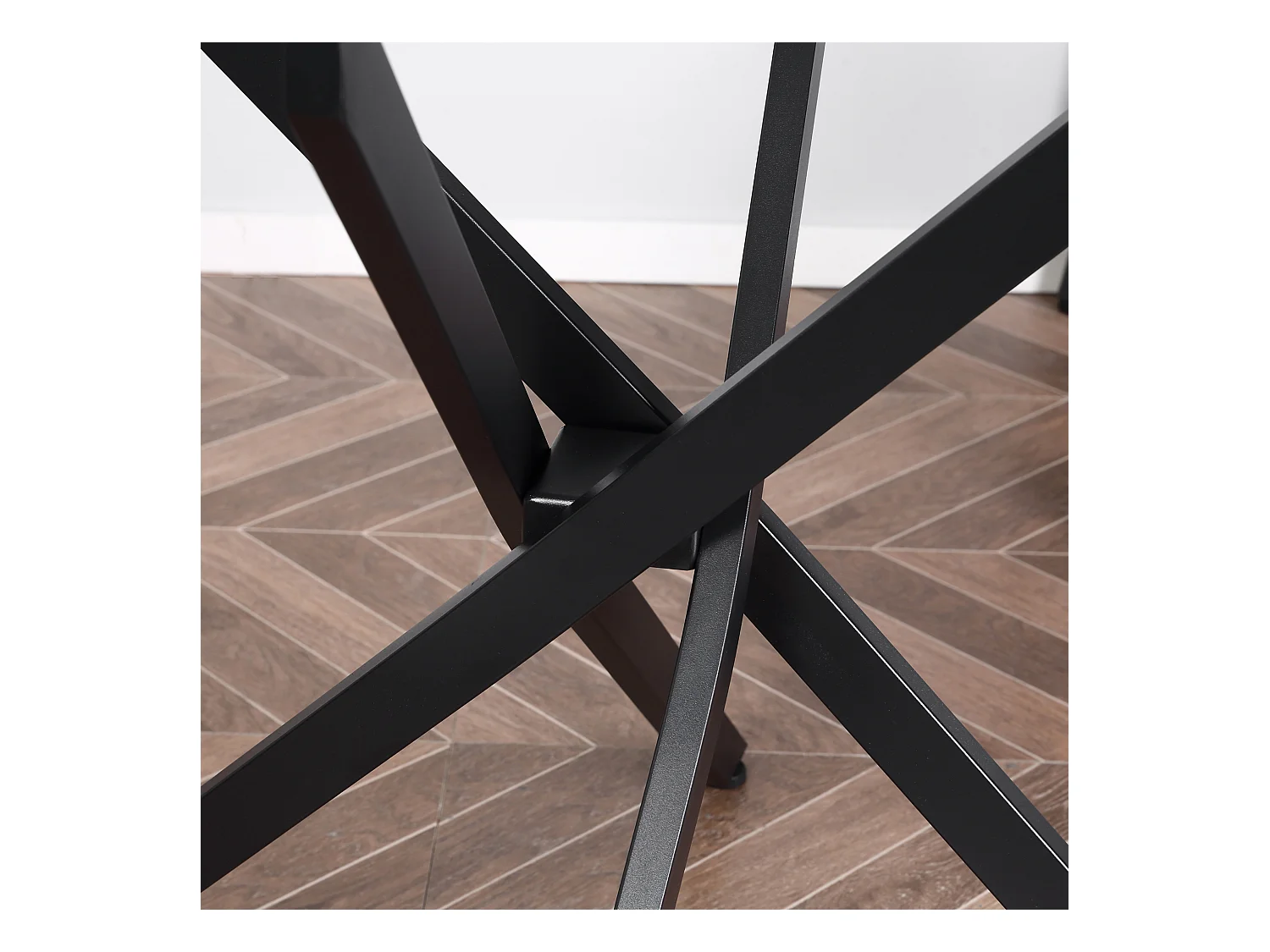 Table basse ronde en verre de sécurité noir, table d'appoint avec structure en métal (80x80x75 cm)