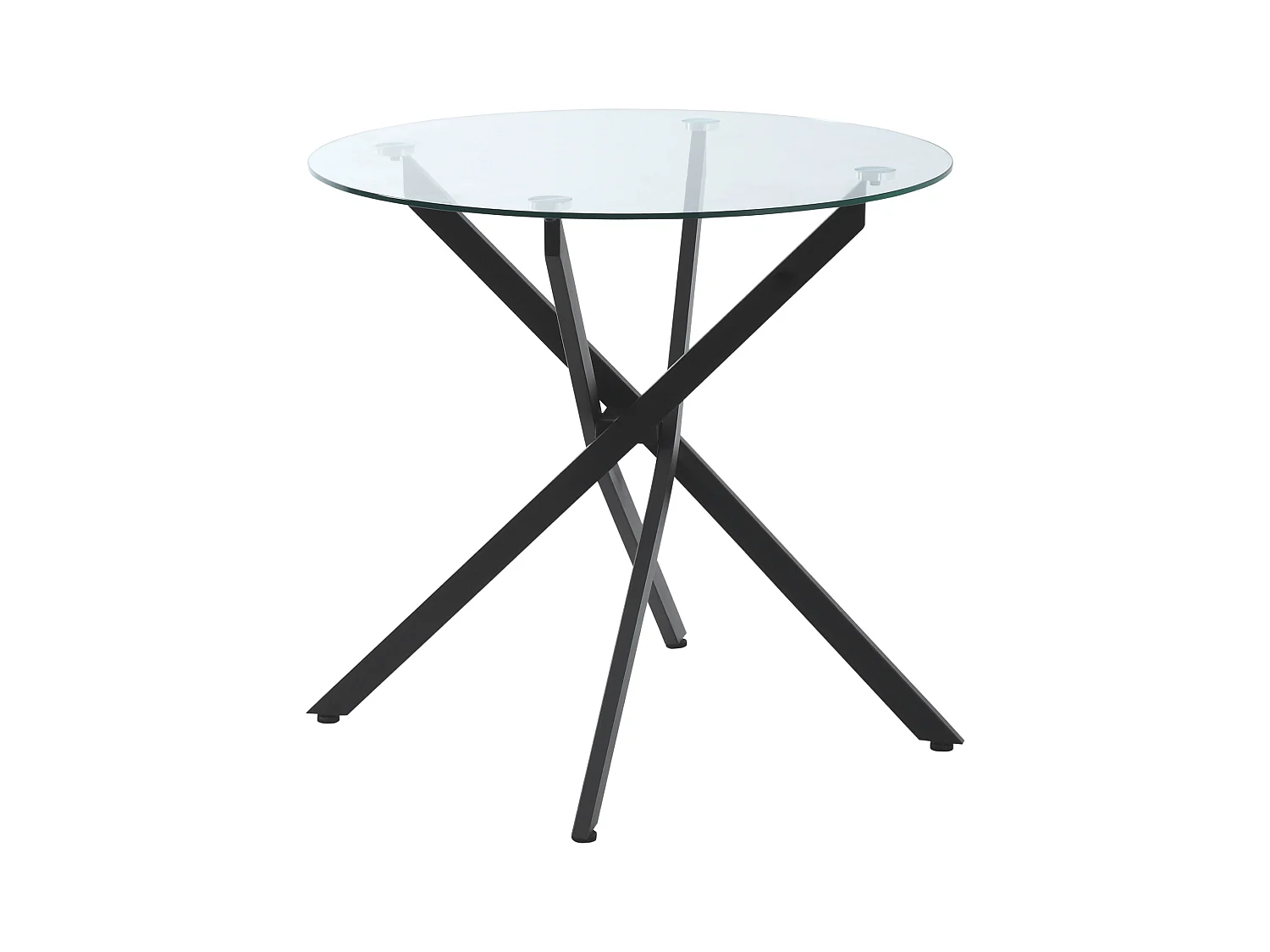 Runder Couchtisch aus schwarzem Sicherheitsglas, Beistelltisch mit Metallgestell (80x80x75 cm)
