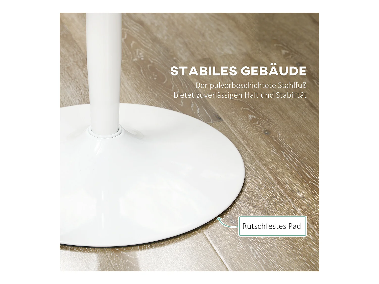 Table ronde pour 2 personnes, design moderne, MDF, blanc (70x70x75 cm)