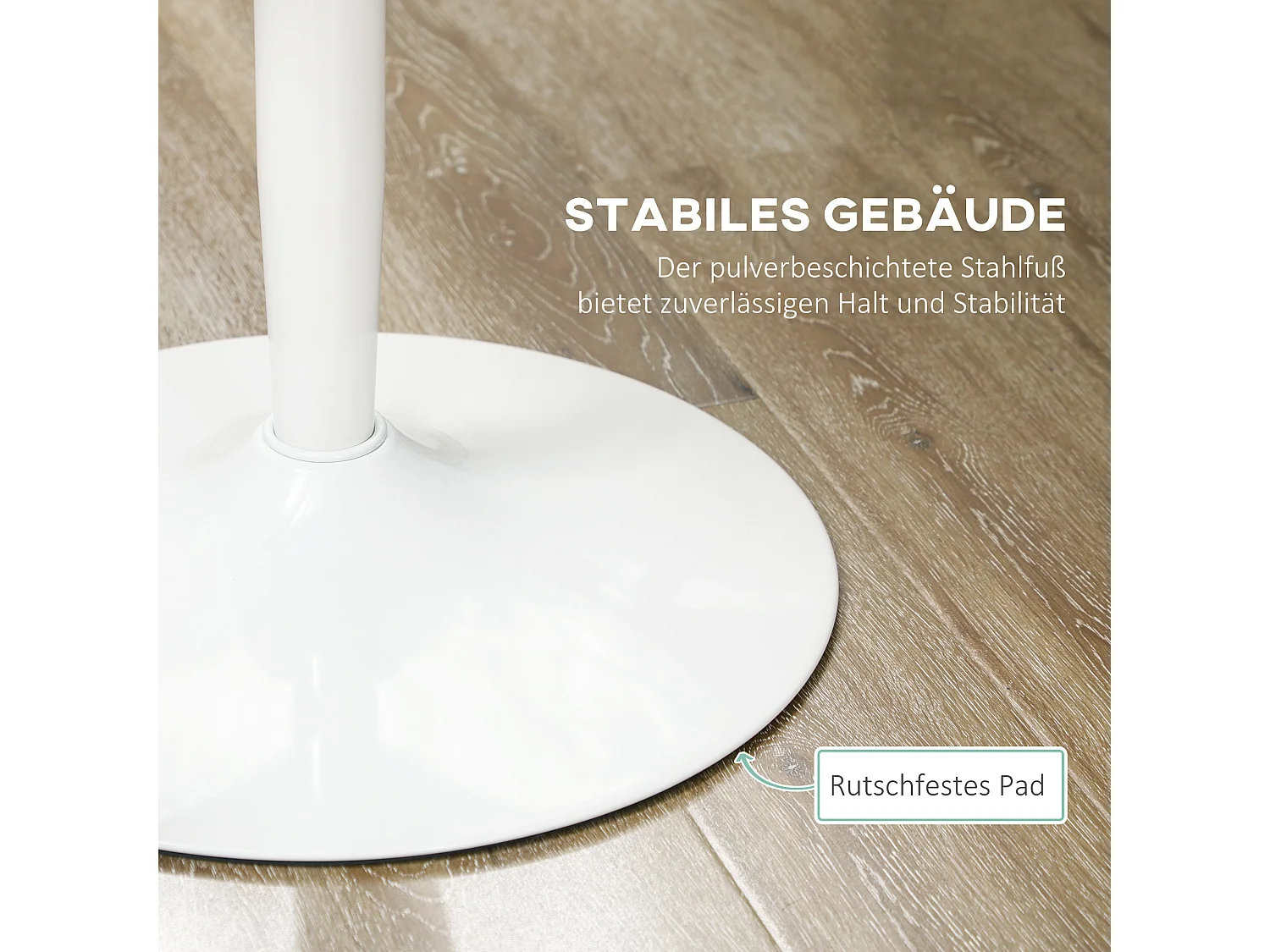 Table ronde pour 2 personnes, design moderne, MDF, blanc (70x70x75 cm)