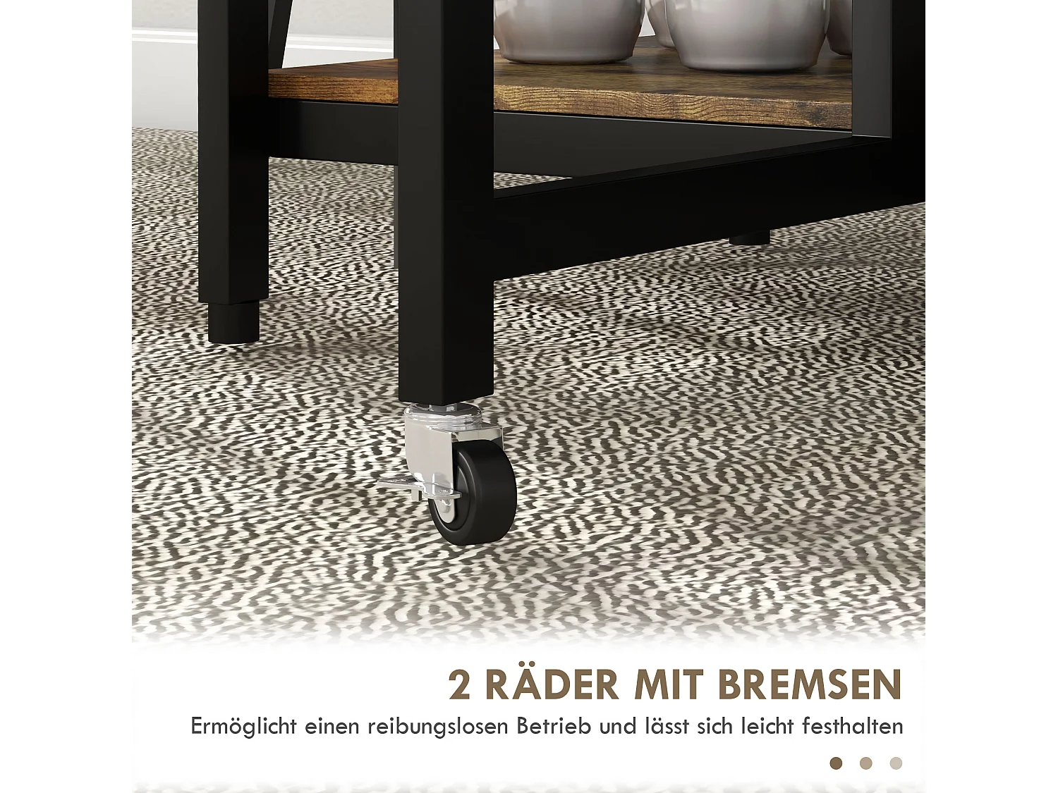 Table à Pliage avec 2 Étagères, Acier, Bois Rustique (140x80x75 cm)