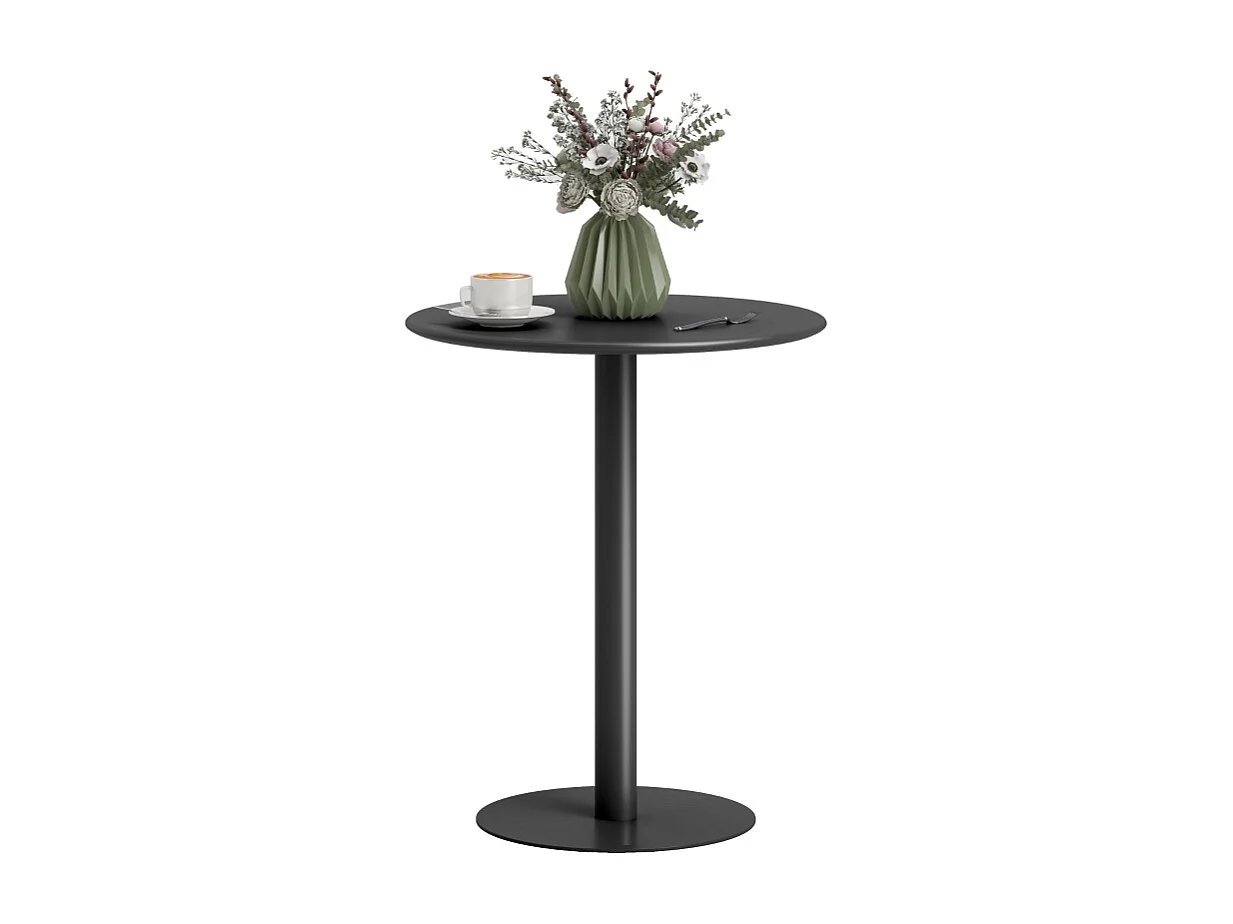 Table à manger ronde pour 2 personnes, design moderne, acier, noir, Ø60 x 72 cm