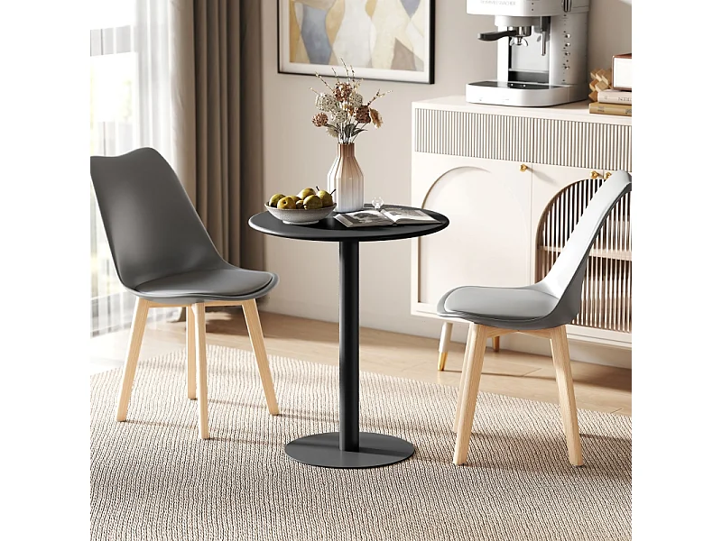 Table à manger ronde pour 2 personnes, design moderne, acier, noir, Ø60 x 72 cm