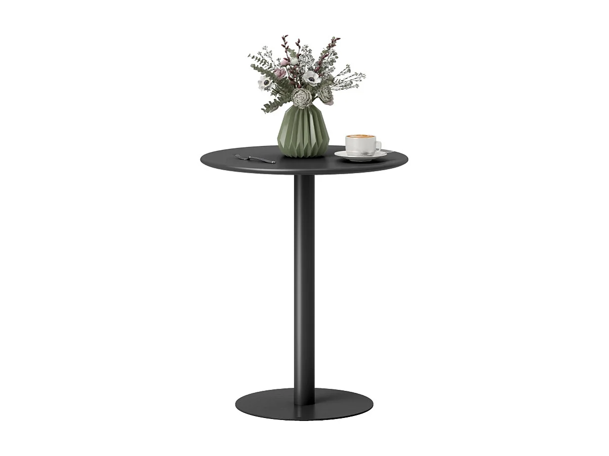 Table à manger ronde pour 2 personnes, design moderne, acier, noir, Ø60 x 72 cm