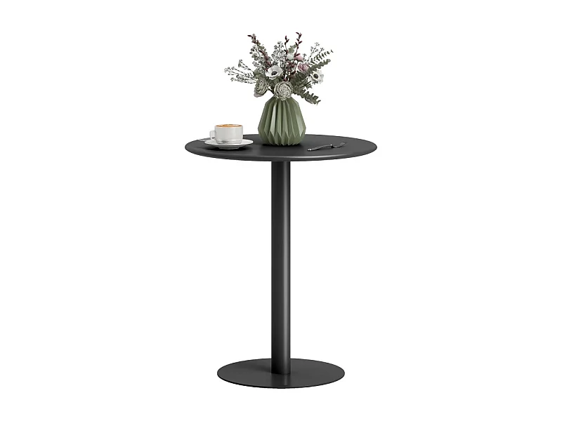 Table à manger ronde pour 2 personnes, design moderne, acier, noir, Ø60 x 72 cm