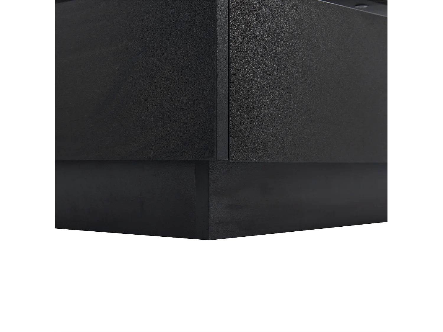 Table basse fonctionnelle avec plateau rotatif 360°, 2 tiroirs et rangement, structure en aggloméré, noir (60x60x38 cm)