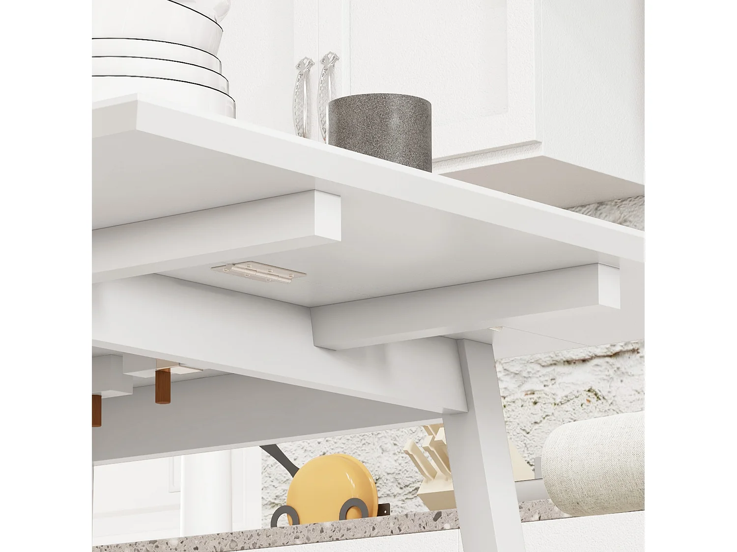 Table de cuisine pliante, bois, pour 2-4 personnes, blanc (110x86x75 cm)