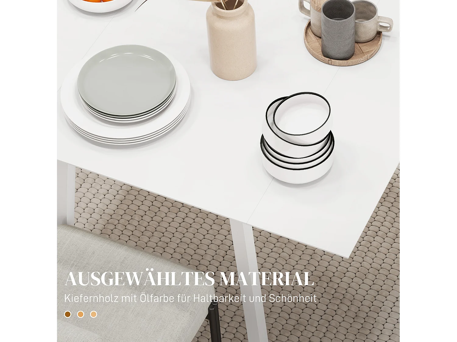 Table de cuisine pliante, bois, pour 2-4 personnes, blanc (110x86x75 cm)