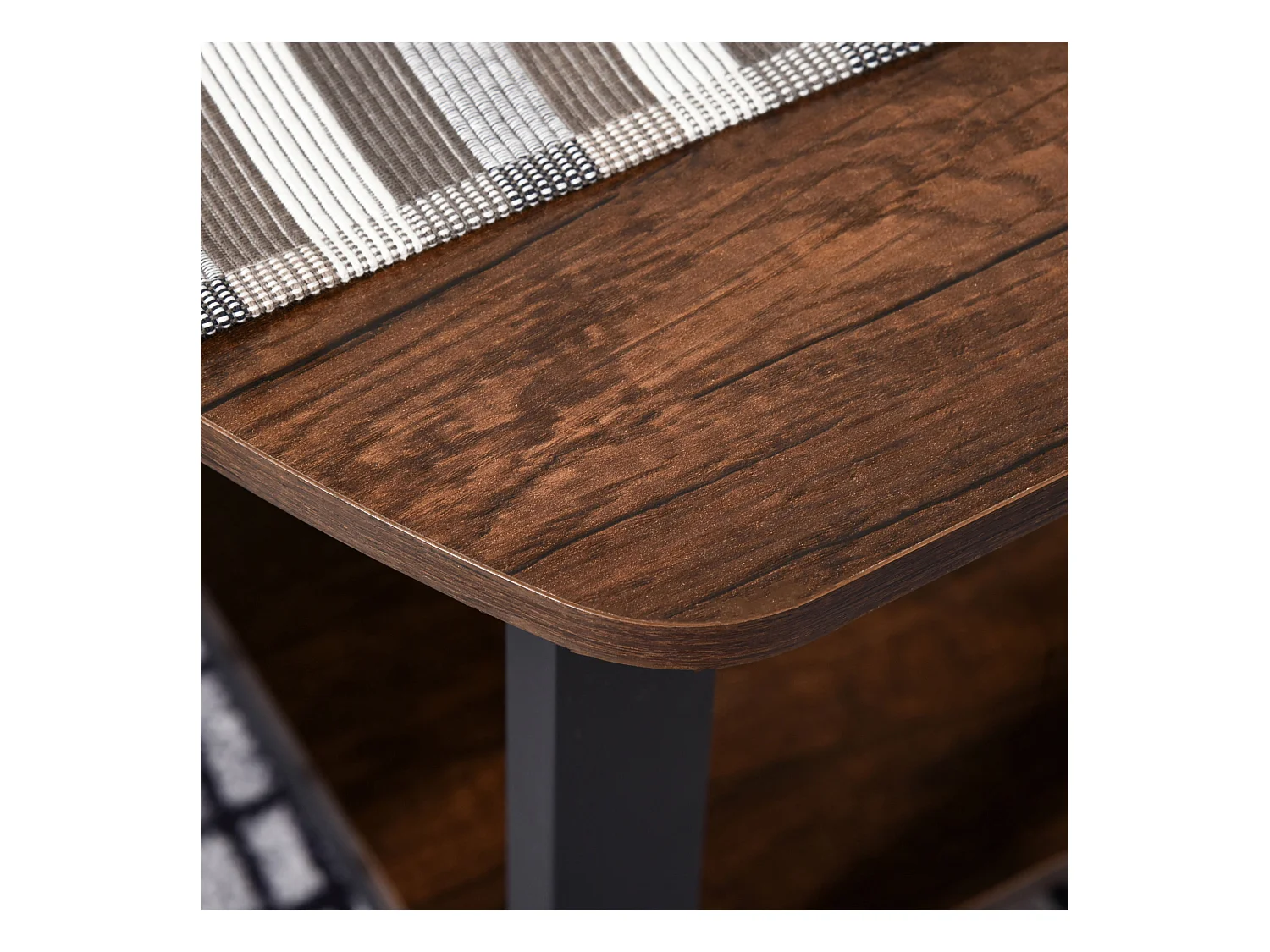 Couchtisch mit Ablagen, Retro-Design, Spanplatte und Stahl, braun (100x60x46 cm)