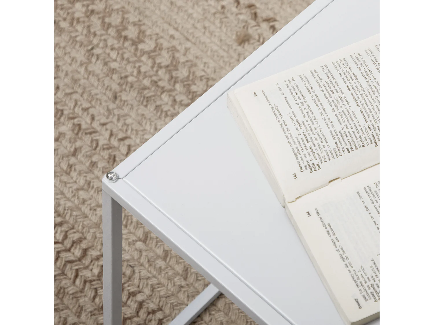 Tables basses carrées en lot de 2, design moderne, structure acier, blanches (40x40x40cm)