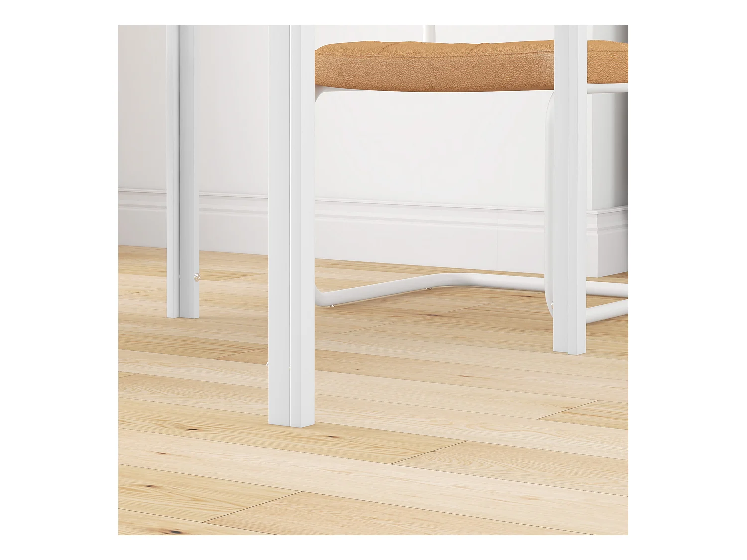 Table carrée pour cuisine et salle à manger, plateau en verre trempé, cadre métal, blanche (75x75x75cm)