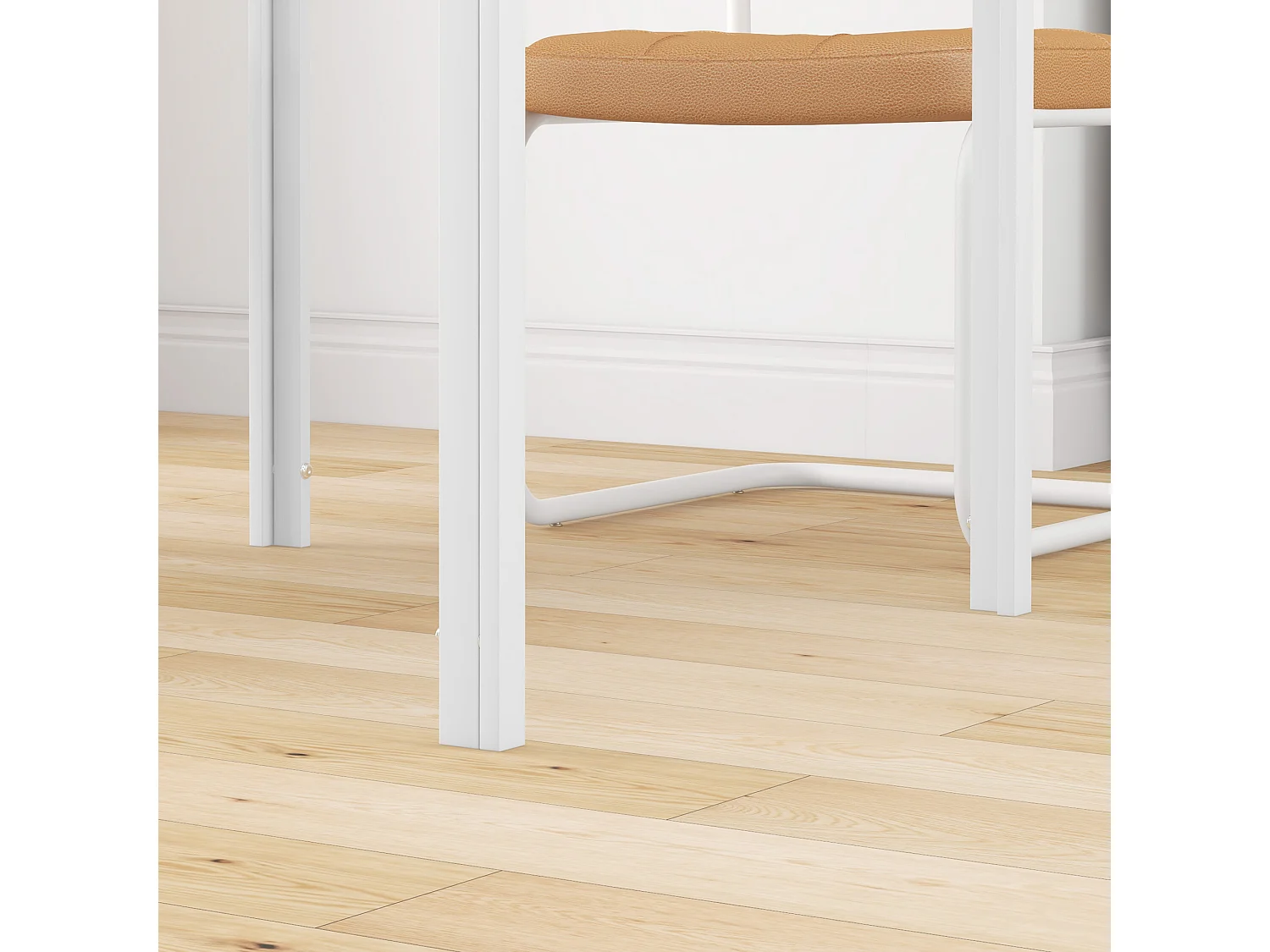 Table carrée pour cuisine et salle à manger, plateau en verre trempé, cadre métal, blanche (75x75x75cm)