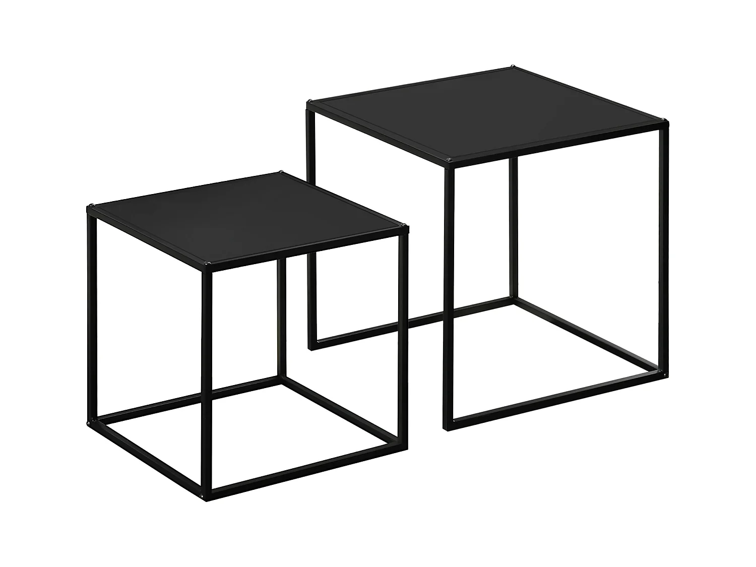 Ensemble de 2 Tables Basses, Design Moderne, Structure en Acier, Noir, (120x59x45 cm)