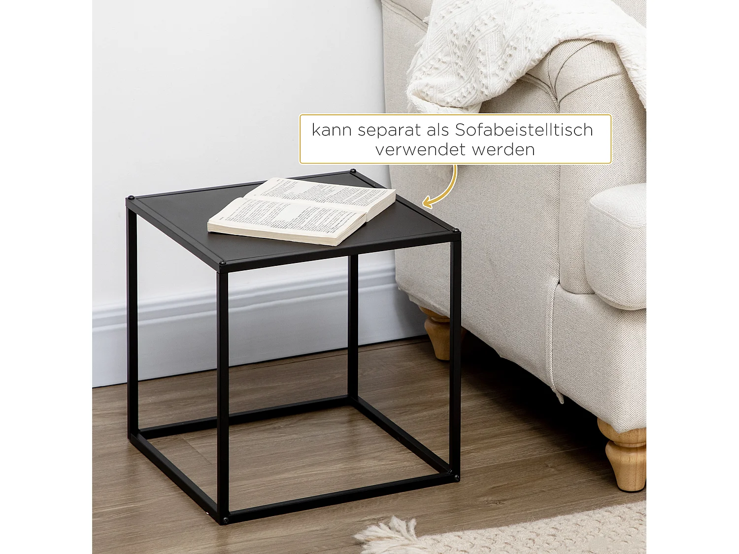Ensemble de 2 Tables Basses, Design Moderne, Structure en Acier, Noir, (120x59x45 cm)