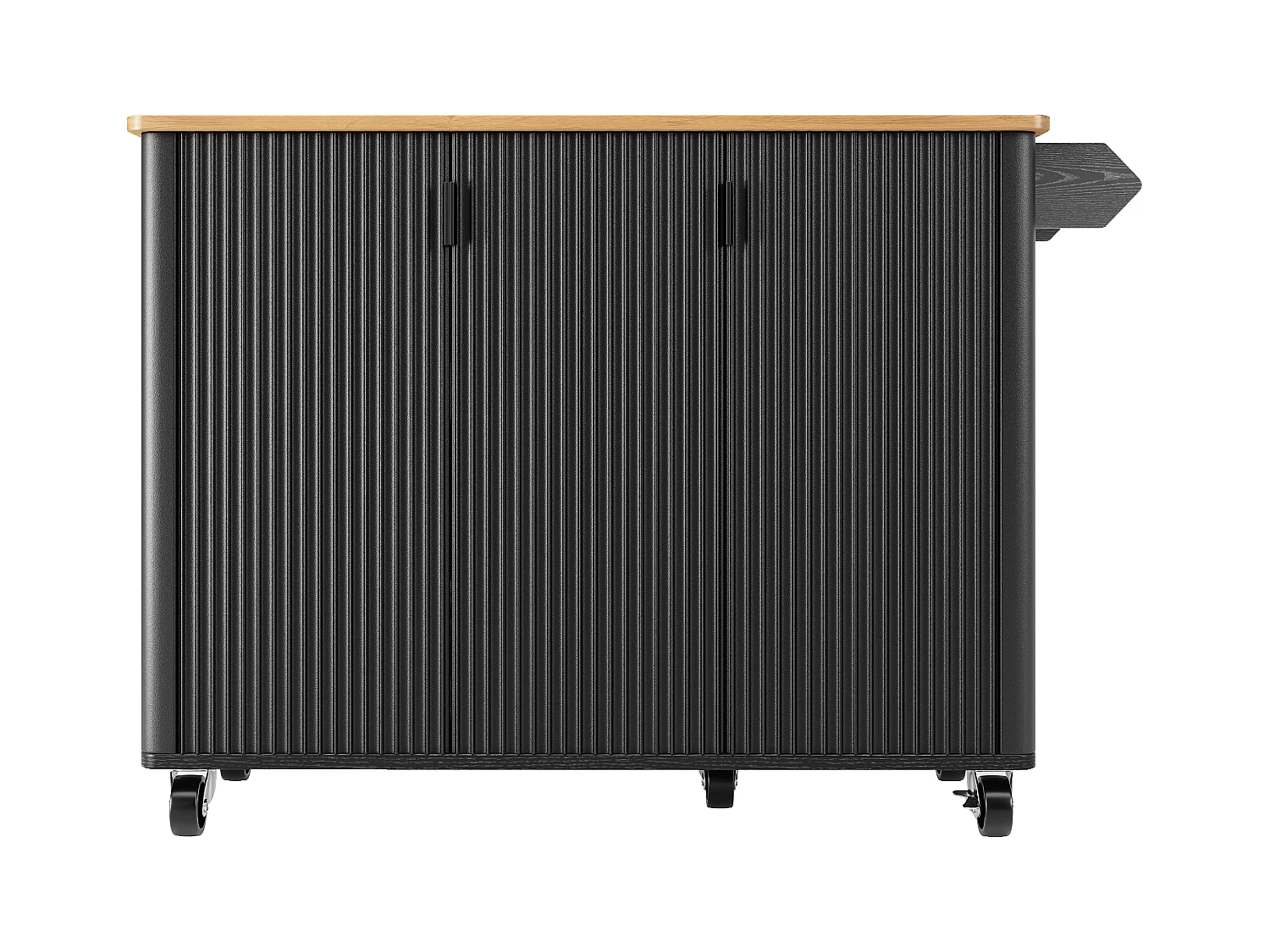 Îlot de cuisine mobile avec roulettes, plan de travail extensible, rangement avec porte-serviettes et étagères réglables (130x45(75)x92 cm)