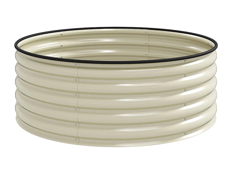 Erhöhter Pflanzkübel aus Stahl, stapelbares Design, Schnittschutz, cremefarben (120 x 120 x 43 cm)