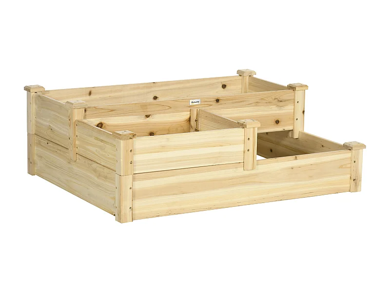 3-stufiger vertikaler Garten aus Holz, Pflanzleiter, für Blumen, Gemüse und Kräuter, aus natürlichem Tannenholz (108x88x36 cm)