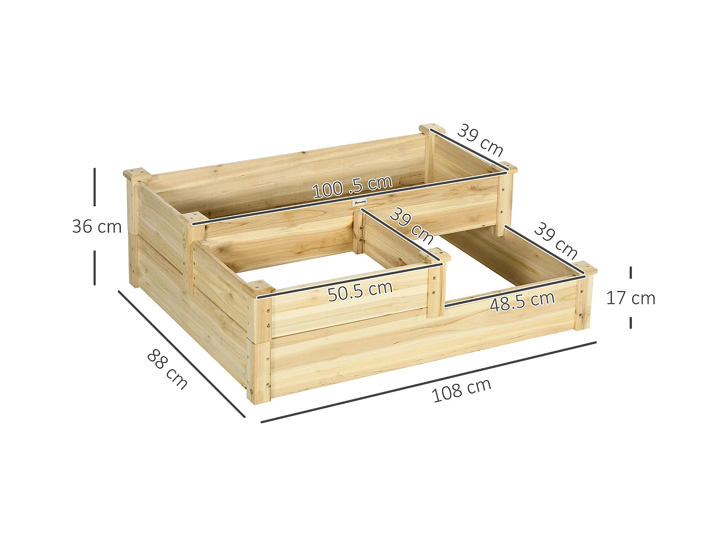 3-laagse houten verticale tuin, plantenladder, voor bloemen, groenten en kruiden, gemaakt van natuurlijk dennenhout (108x88x36 cm)