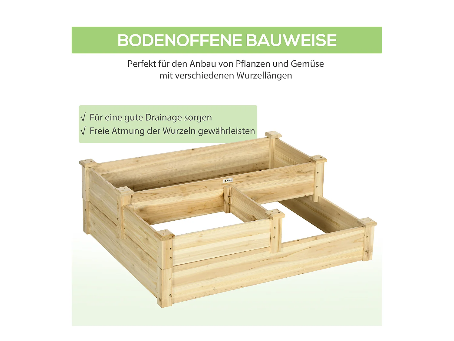 3-laagse houten verticale tuin, plantenladder, voor bloemen, groenten en kruiden, gemaakt van natuurlijk dennenhout (108x88x36 cm)