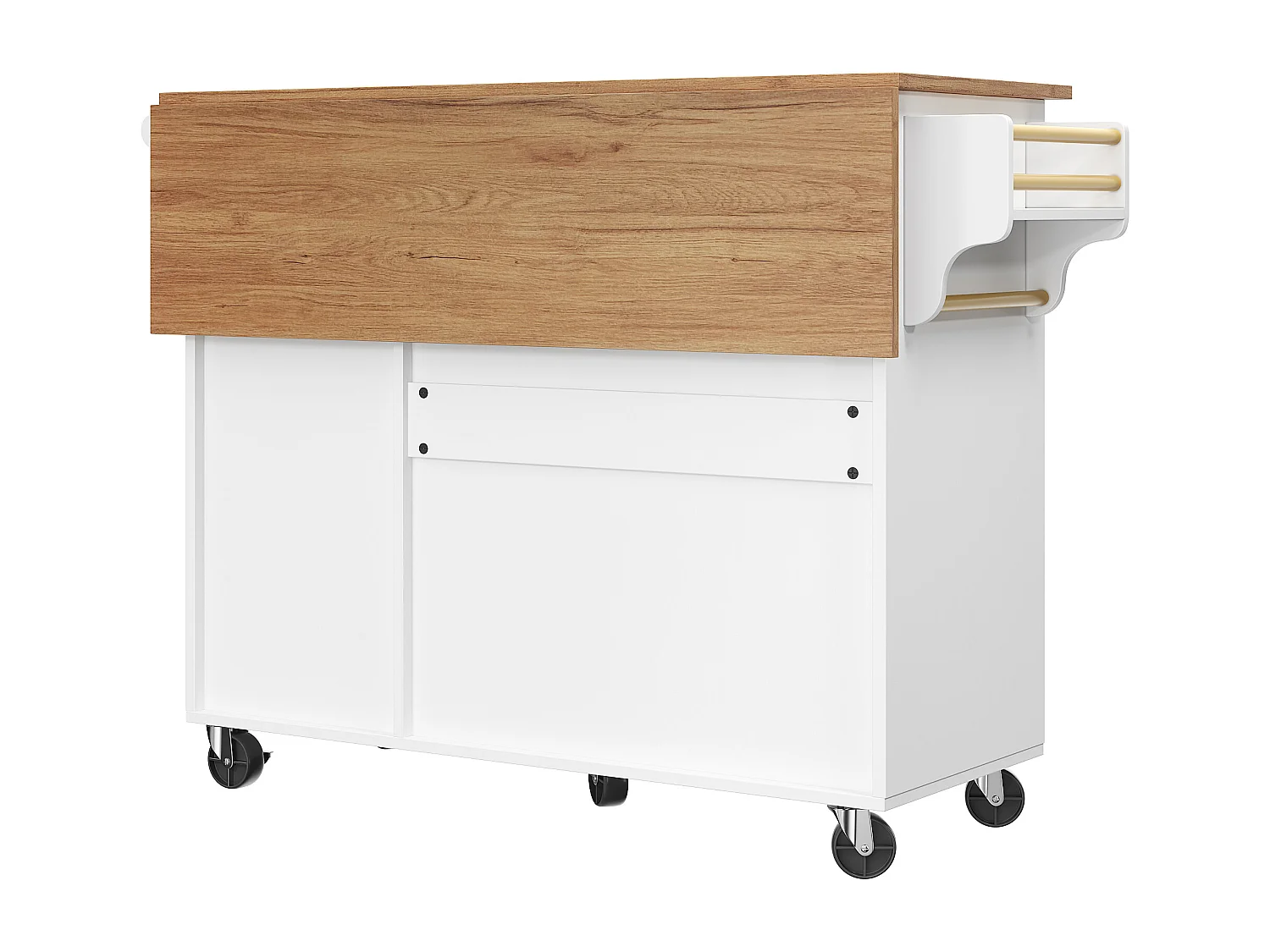 Isla de cocina moderna con encimera abatible, muebles de cocina, aparador extraíble, con motivos vintage, almacenaje multifuncional (110x45-75x92 cm)