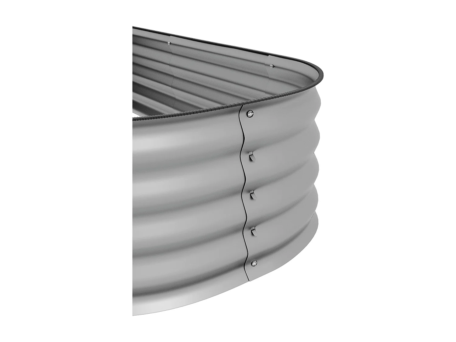 Bac à fleurs en métal avec fond ouvert, modulable, argenté (195x62x30cm)