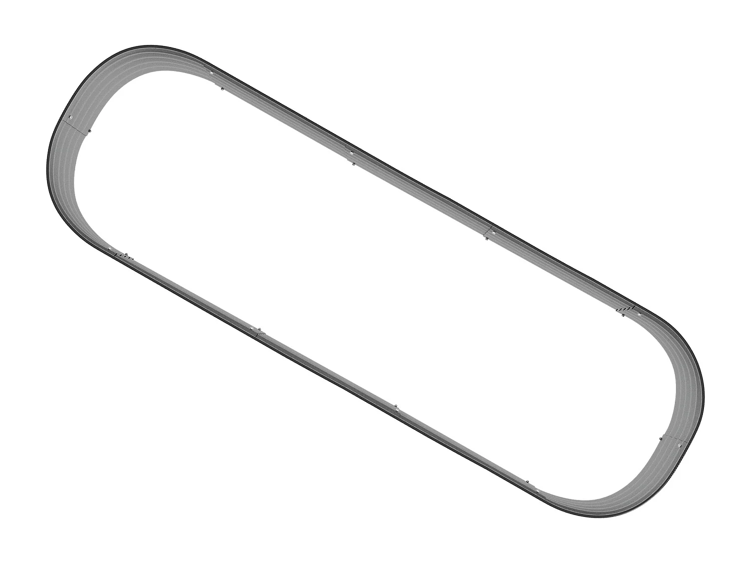 Bac à fleurs en métal avec fond ouvert, modulable, argenté (195x62x30cm)