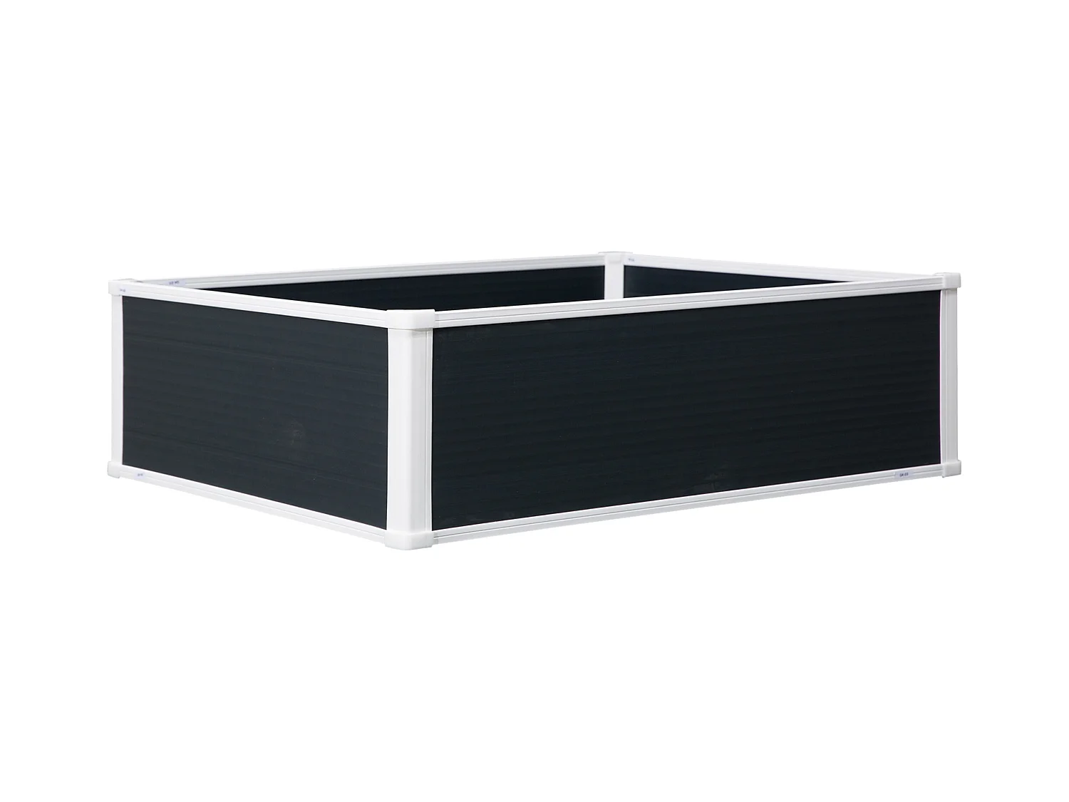 Bac à fleurs surélevé avec drainage, en plastique, gris (100x80x30 cm)