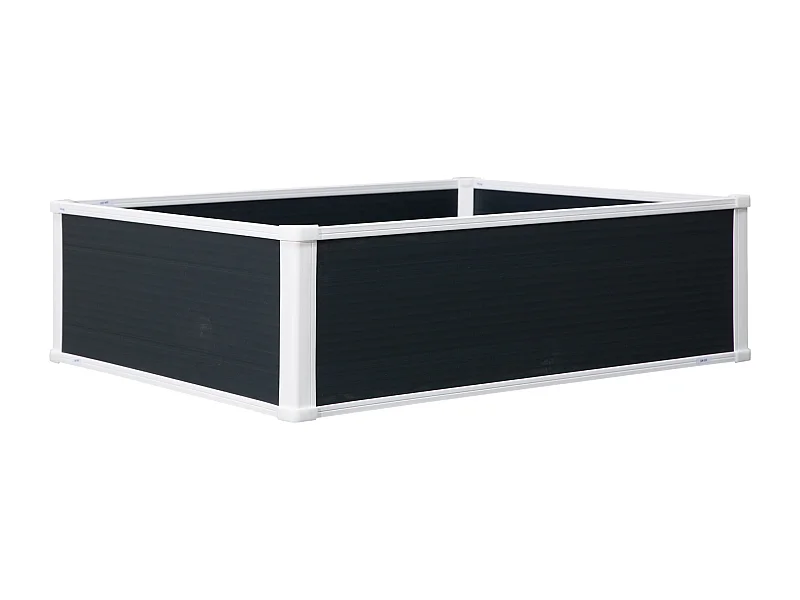 Bac à fleurs surélevé avec drainage, en plastique, gris (100x80x30 cm)