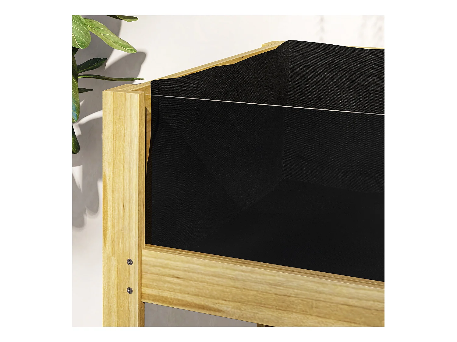 Bac à plantes surélevé avec plaques acryliques, drainage intégré, bois naturel (110x50x80cm)