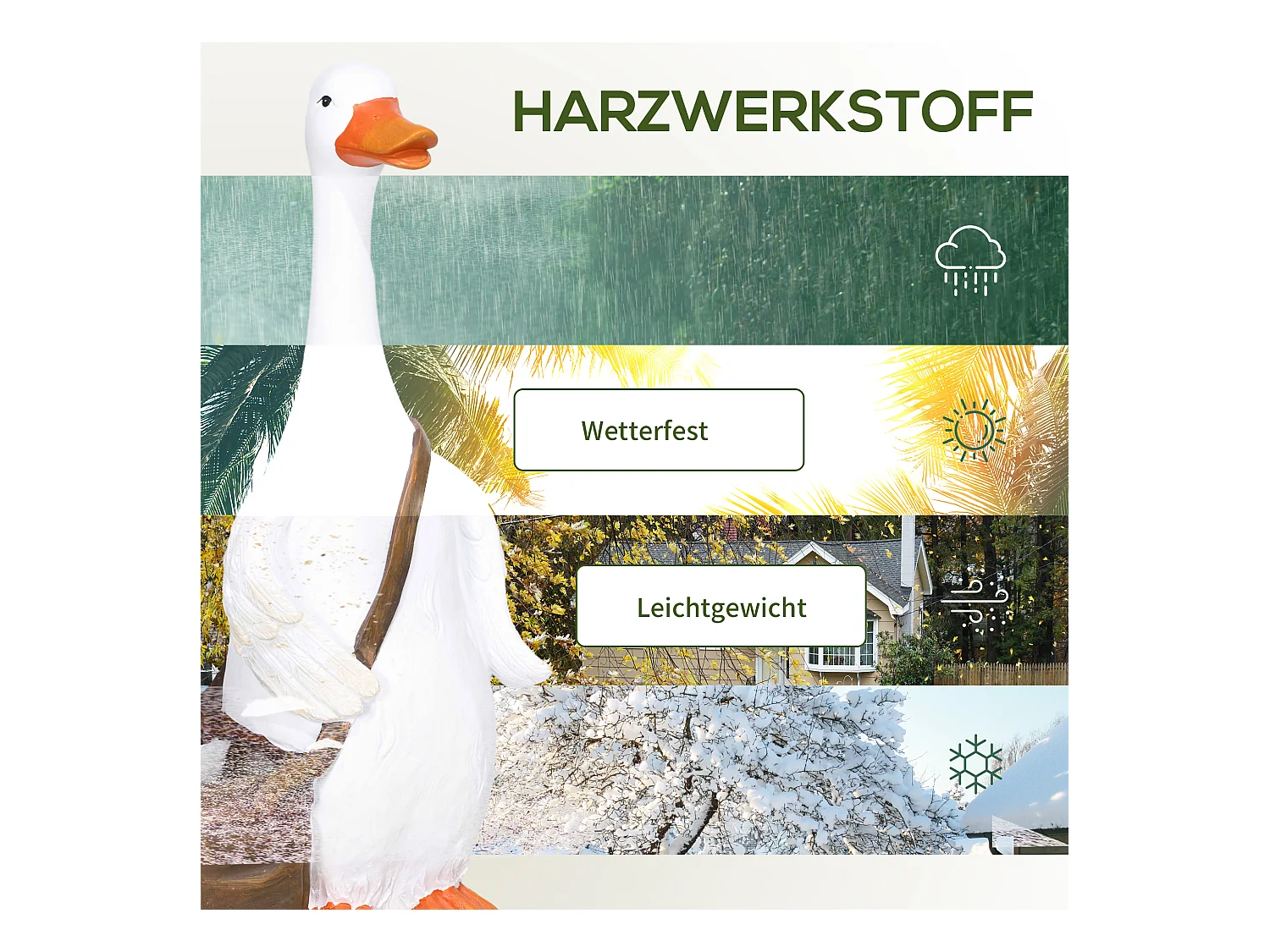 Zwaanvormige bloempotten, kunsthars, wit, met drainagegat (32x18x60 cm)