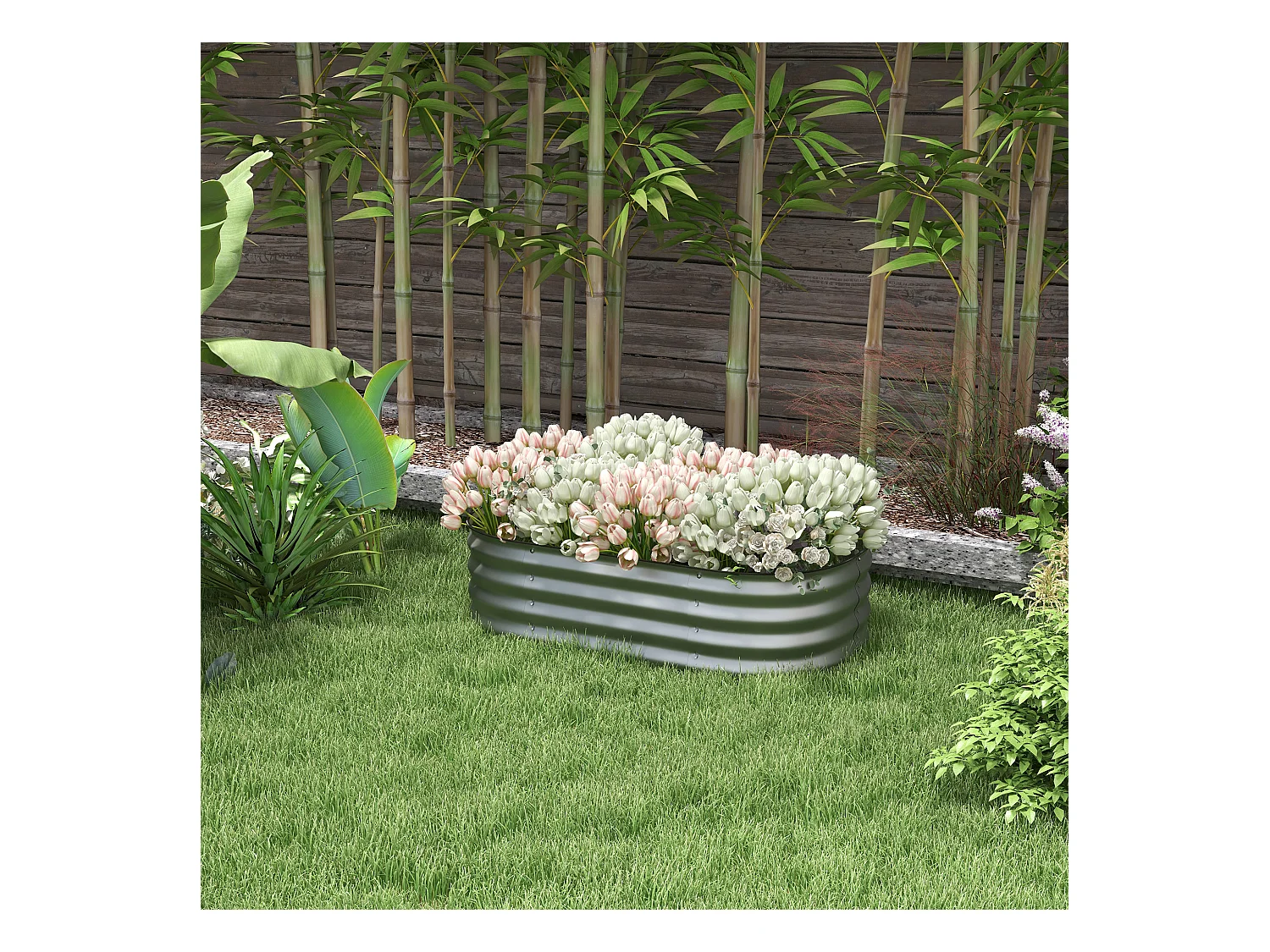 Bac de jardin surélevé, métal, gris (105x62x30 cm)