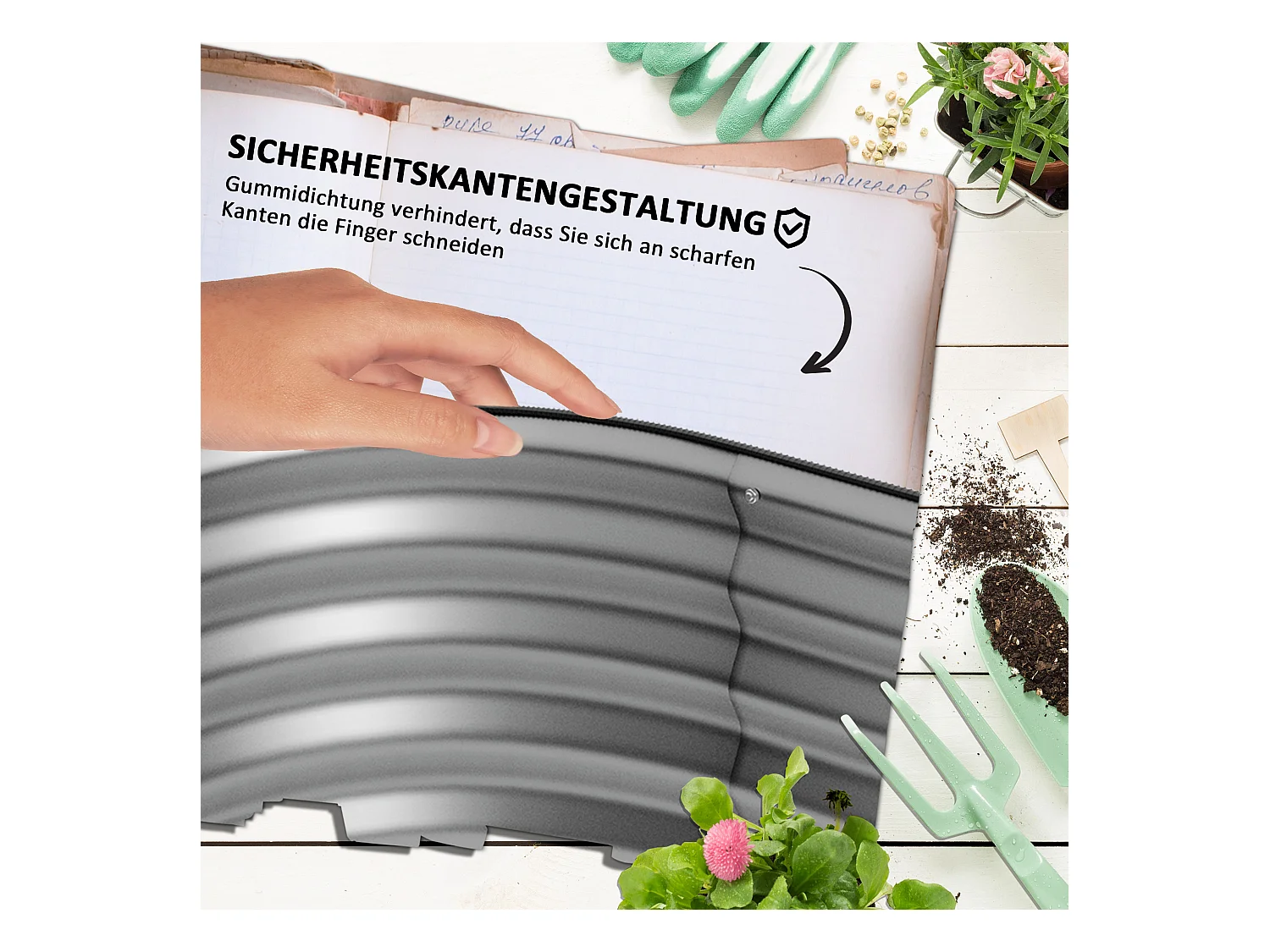 Bac de jardin surélevé, métal, gris (105x62x30 cm)