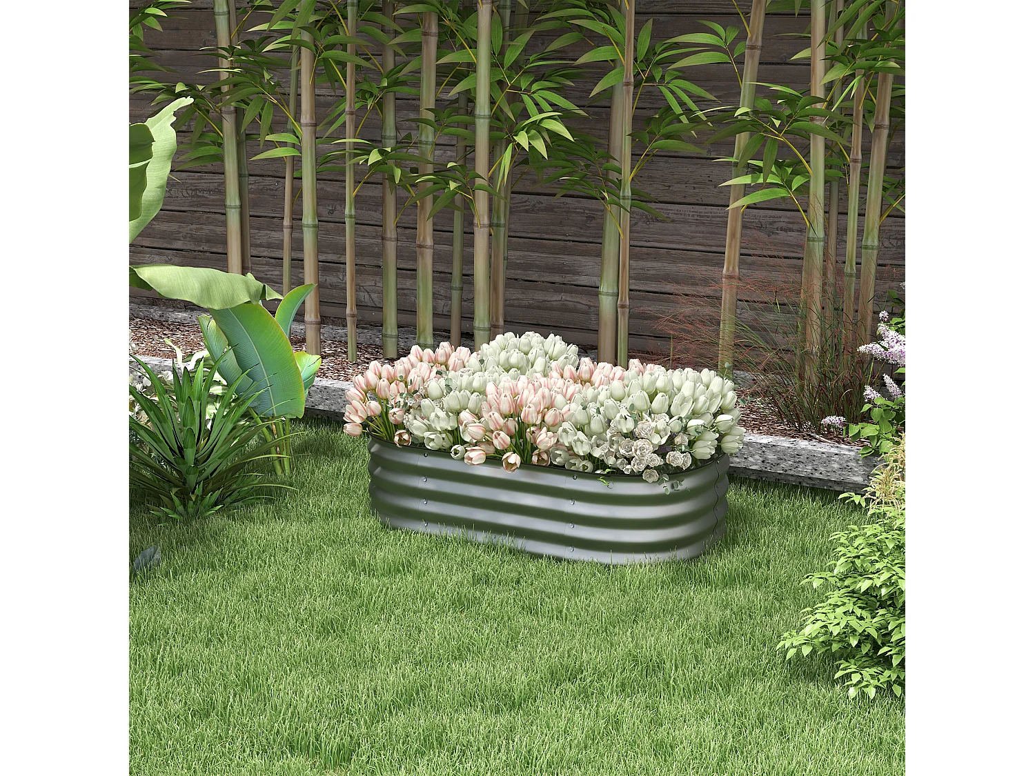 Bac de jardin surélevé, métal, gris (105x62x30 cm)