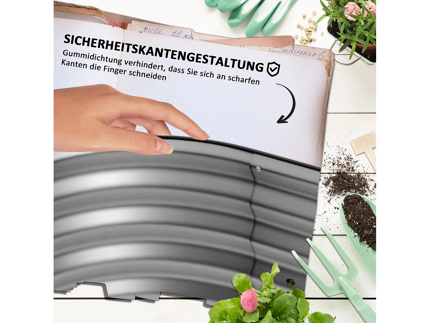 Bac de jardin surélevé, métal, gris (105x62x30 cm)