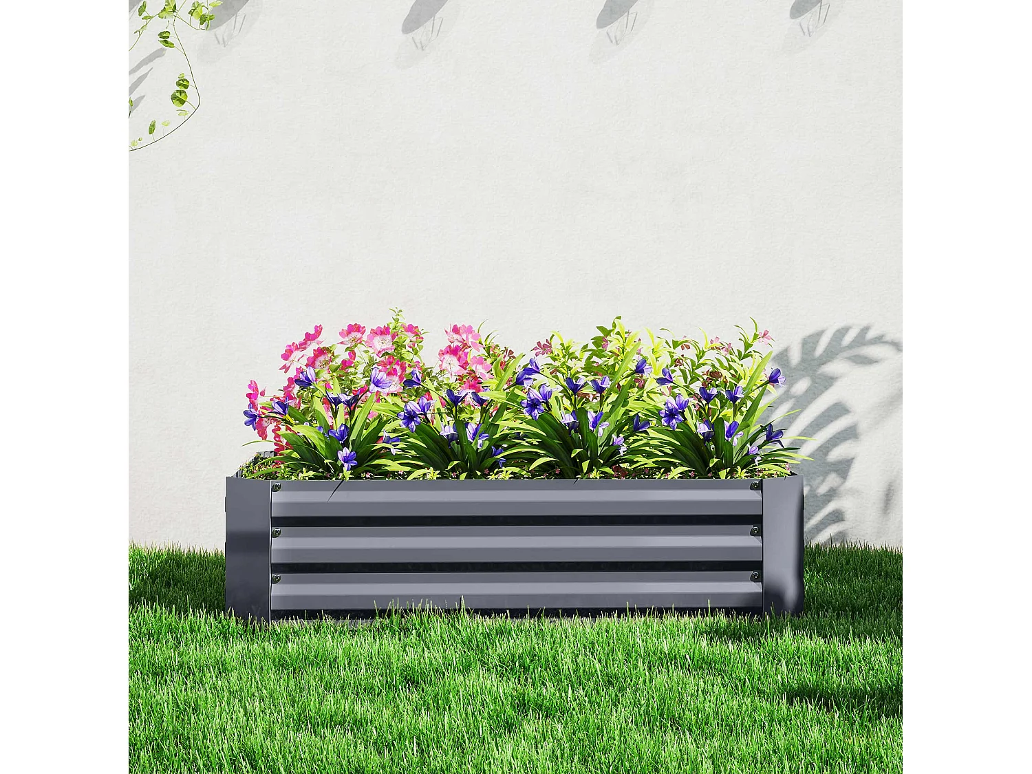 Carré potager en acier galvanisé, empilable, gris foncé (120x90x30cm)