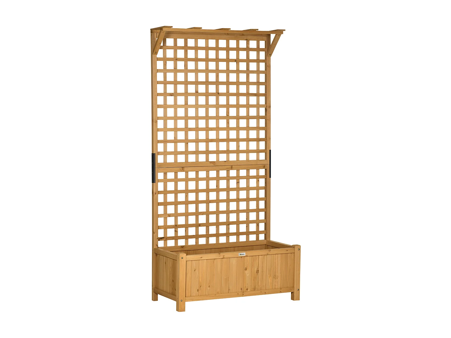 Bac à plantes surélevé avec treillis, bois peint, jaune (90x45x183cm)