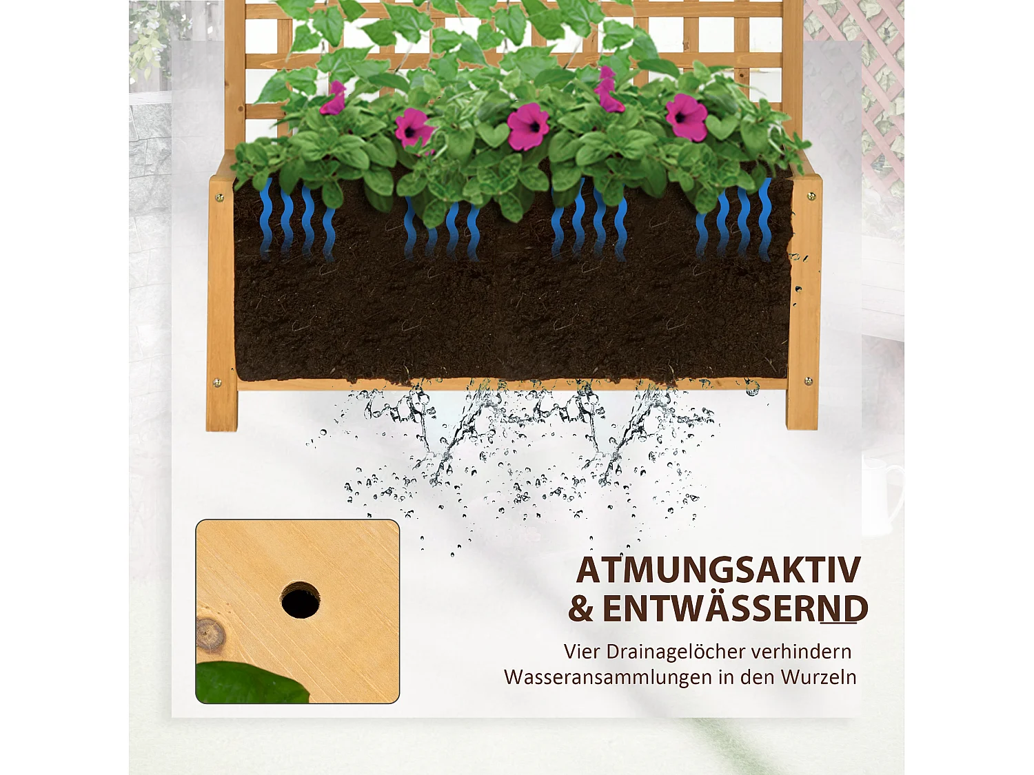 Bac à plantes surélevé avec treillis, bois peint, jaune (90x45x183cm)