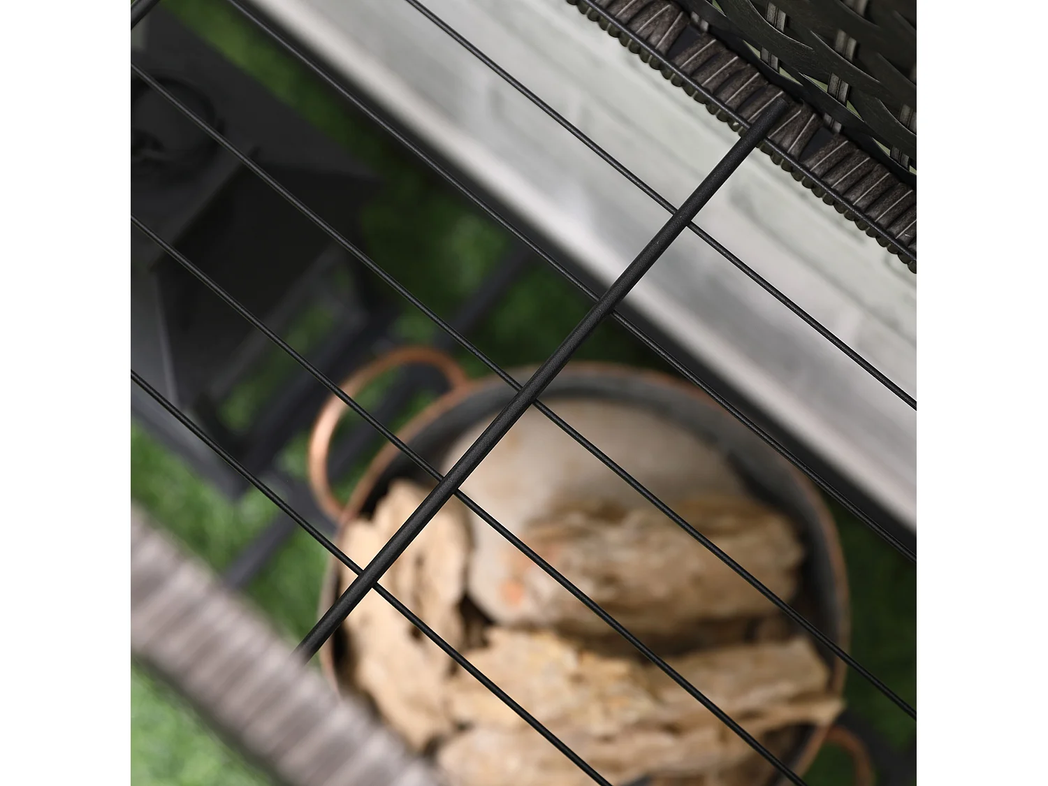 Verhoogde bloembak van polyrotan met plankje, voor tuinbalkonterras, bruin (70x30x72 cm)