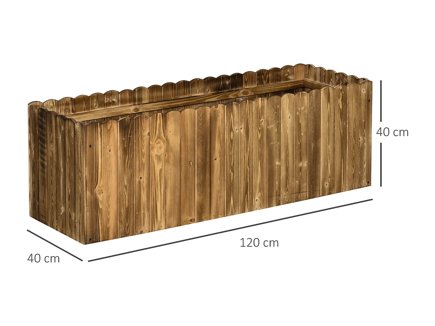 Verhoogde bloembak, massief hout, naturel (120x40x40 cm)