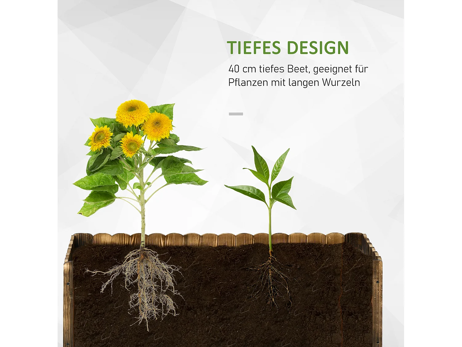 Verhoogde bloembak, massief hout, naturel (120x40x40 cm)