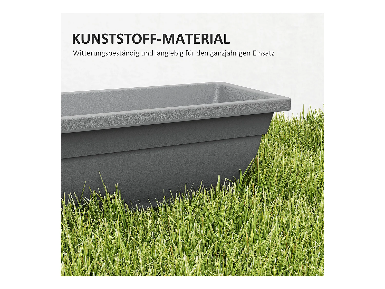 Set de 5 pots de fleurs empilables, plastique, résistant aux intempéries, gris (59x21x16 cm)