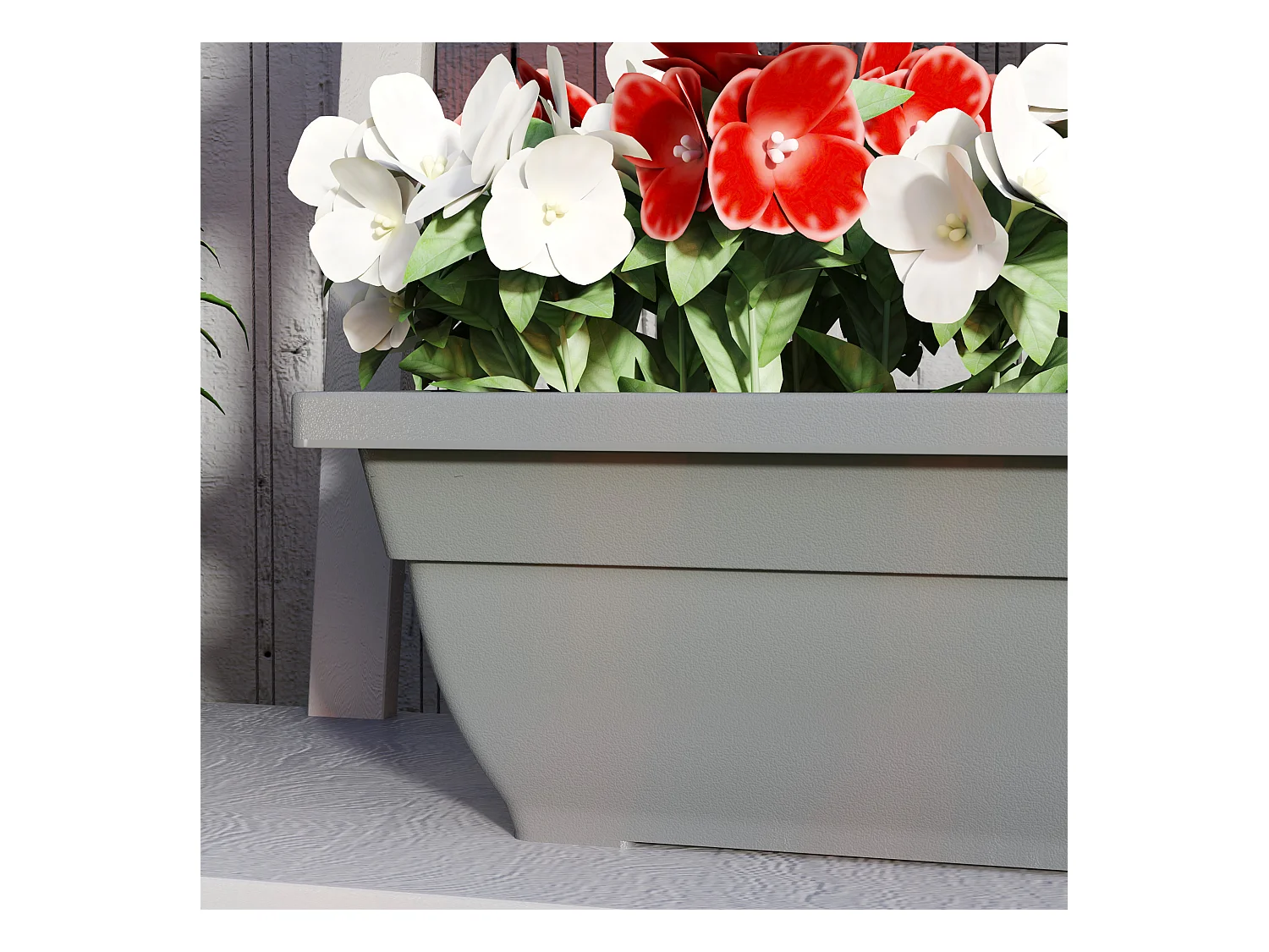 Set de 5 pots de fleurs empilables, plastique, résistant aux intempéries, gris (59x21x16 cm)