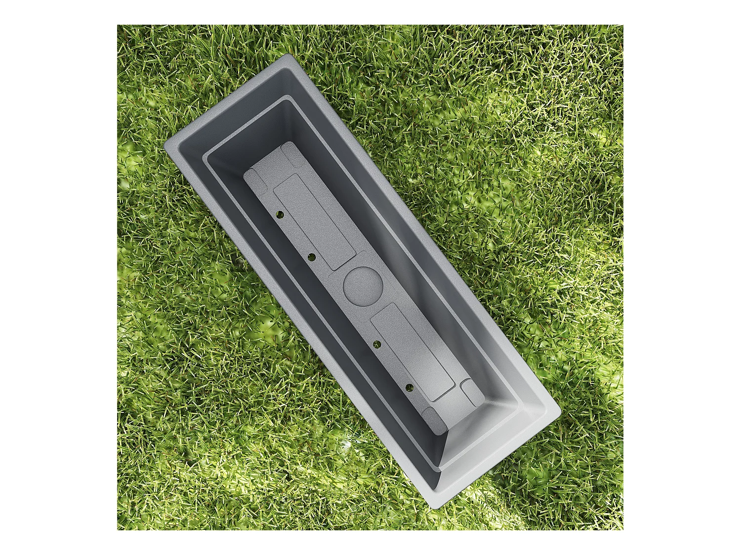 Set de 5 pots de fleurs empilables, plastique, résistant aux intempéries, gris (59x21x16 cm)