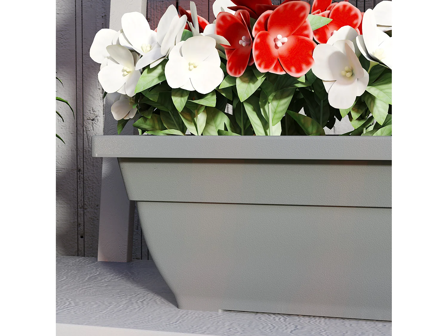 Set de 5 pots de fleurs empilables, plastique, résistant aux intempéries, gris (59x21x16 cm)